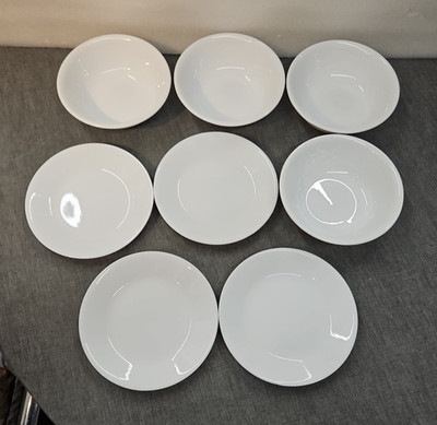 4 CORELLE - WINTER FROST WHITE - 6 1/4'' CEREAL BOWLS & 4 Bread Plates 6 3/4''