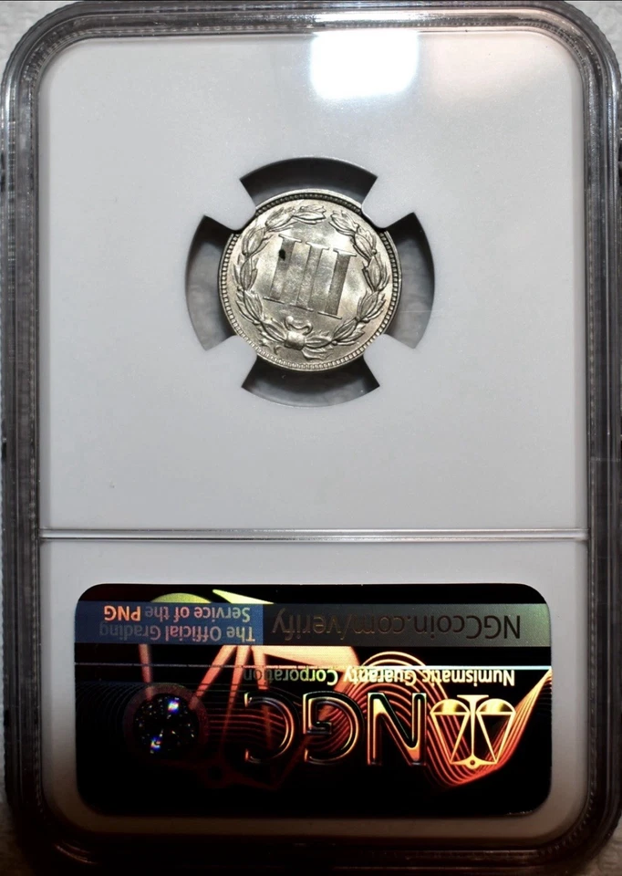 NGC MS-61 1870 Nickel Three Cent Piece, Highly Lustrous, Attractive beautiful - Image 2 of 4