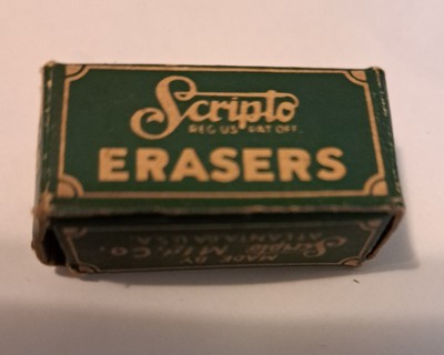 Vintage SCRIPTO Mechanical Pencil ERASERS ~ 4 in Box ~ Nos #85 GREEN BOX
