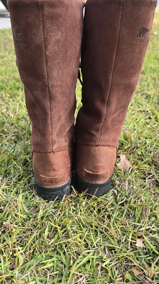 Botas Sorel Emelie Forradas en Piel Sintética Marrón Gamuza Cuero Con Cordones Talla 9 Foto 3 de 4