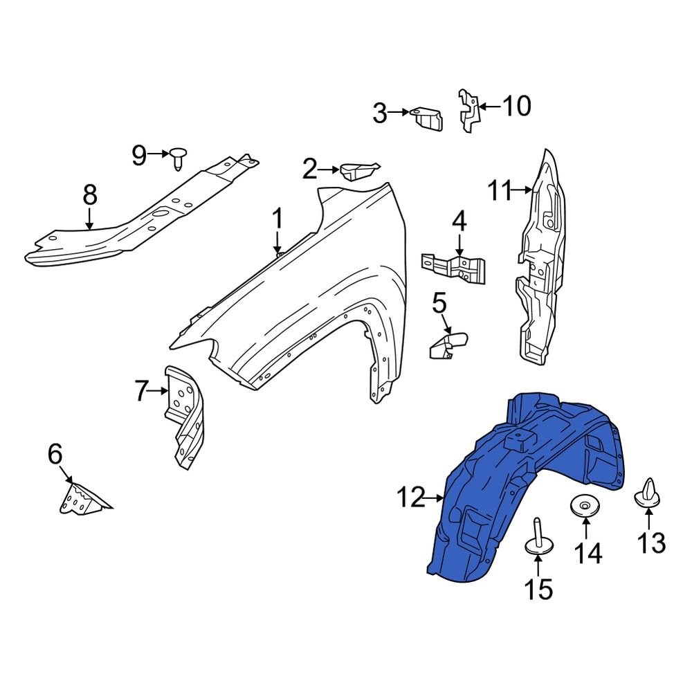 2017-2023 Jeep Compass Front Driver Inner Fender Liner 2017-2023 Jeep Compass Front Driver Inner Fender Liner