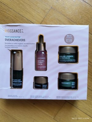Biossance Your Clean Routine Overachievers Set 5 Piece Squalane Rose Oil Lactic 