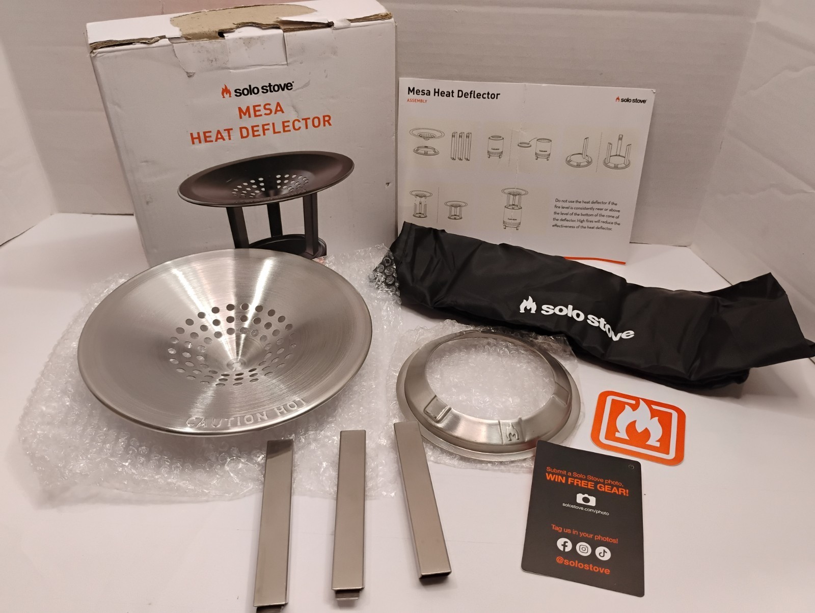 Solo Stove Mesa Heat Deflector for Table Top Fire Pit Stainless w/ Carry Bag