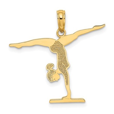 14k Gelbgold Gymnastik Boden Anhänger Halskette Damen