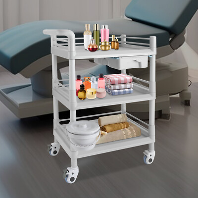 360° Salon Trolley Rolling Cart Storage Station Equipment For Beauty SPA Grey
