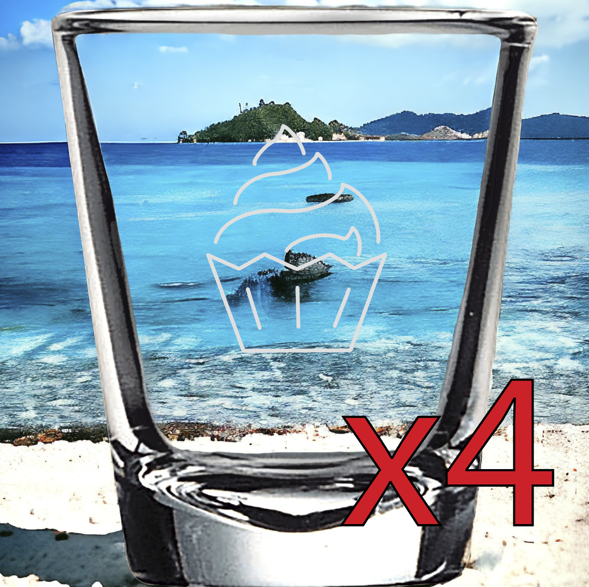 Cupcake x4 Shot Glasses Spirit Liquor Party 2 Oz Premium Customize Dessert NEW-image