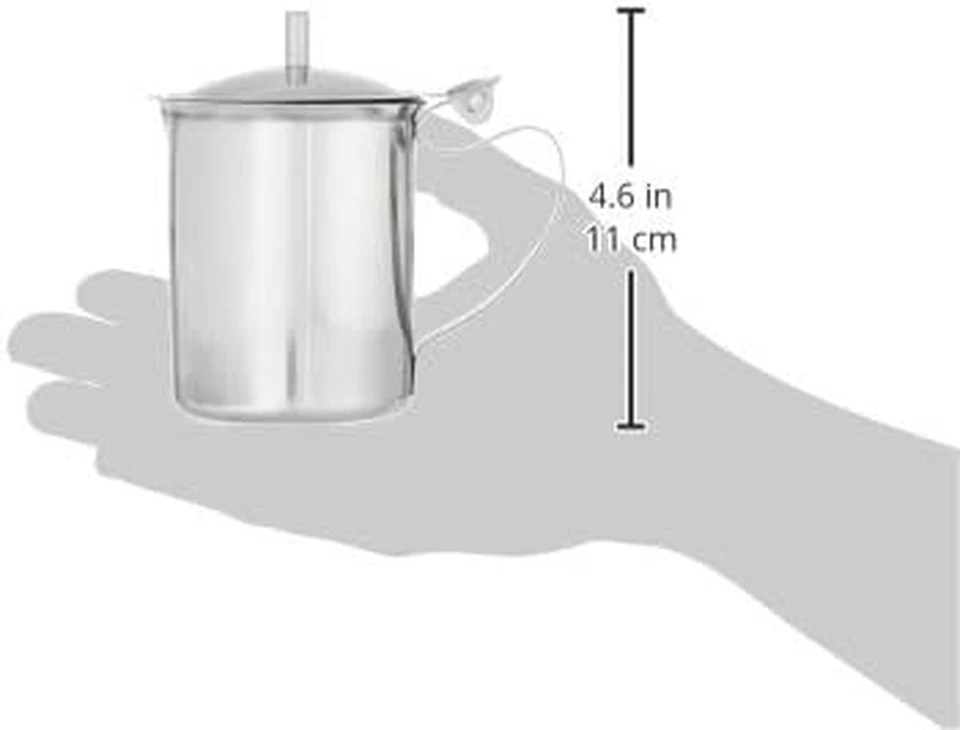 Crema Winco de acero inoxidable con cubierta, 10 onzas, mediana, metálica Foto 3 de 4