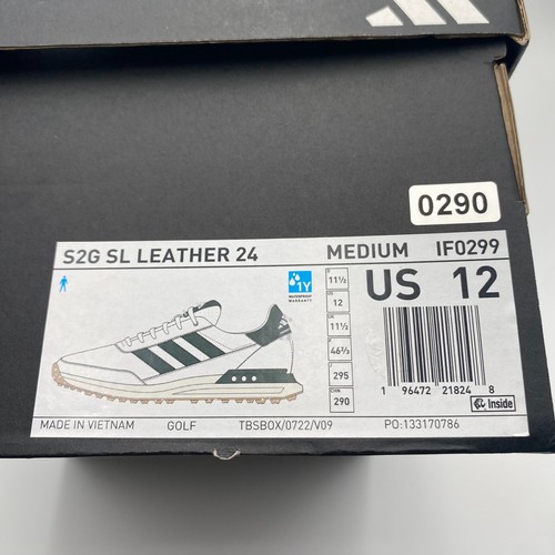 Zapatos de golf Adidas S2G SL de cuero 24 sin clavos para hombre blanco nube verde universitario - Imagen 26 de 26