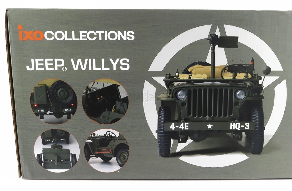 KIT MODELLINO AUTO STATICO IXO JEEP WILLYS USA ARMY WITH TRAILER 1941 SCALA 1/8 - Immagine 4 di 4