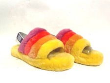 UGG Big Kids' Fluff Yeah Slide Sandal Yellow Rainbow 1116157K-YRN g