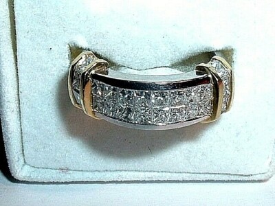 18K GELB & WEISSGOLD PRINZESSIN DIAMANT EHERING RING
