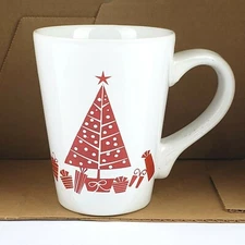 California Pantry Classic Ceramics White Coffee Mug 2009 Red Christmas Tree Gift