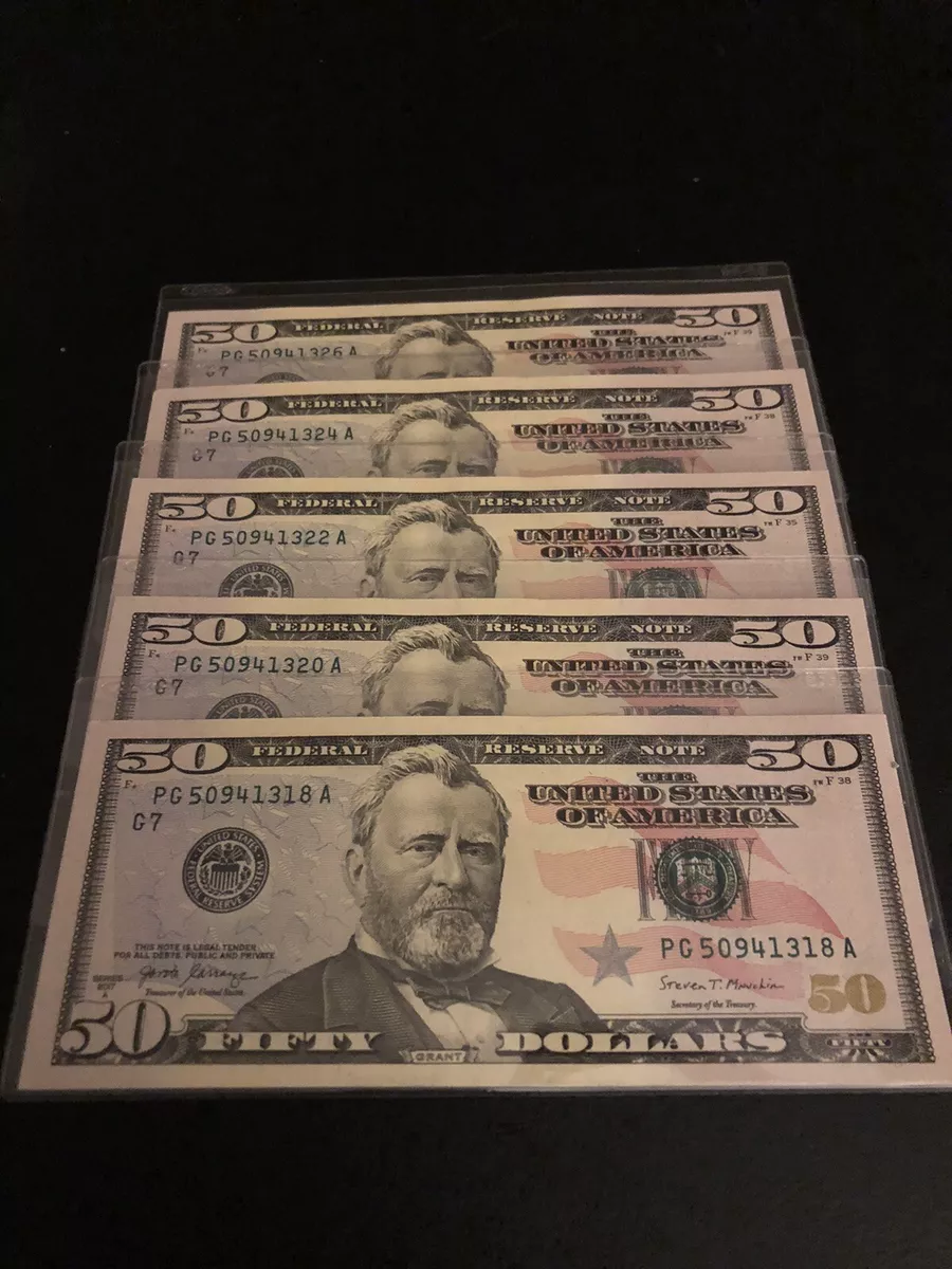 $100 - 2 $50 BILLS (FIFTY DOLLAR BILLS)- Two Uncirculated