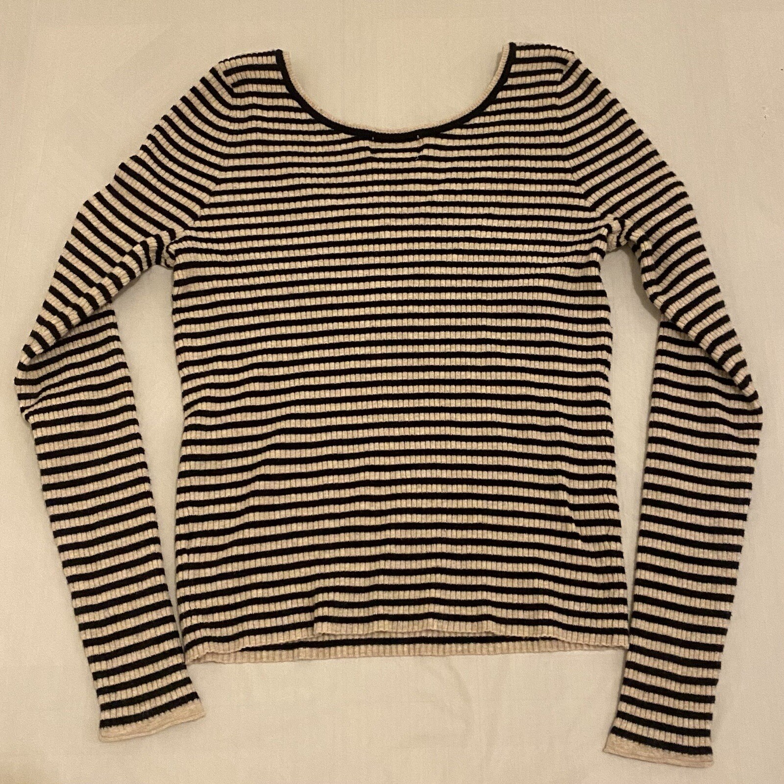 Universal Thread Black/Cream Striped Sweater Top … - image 3