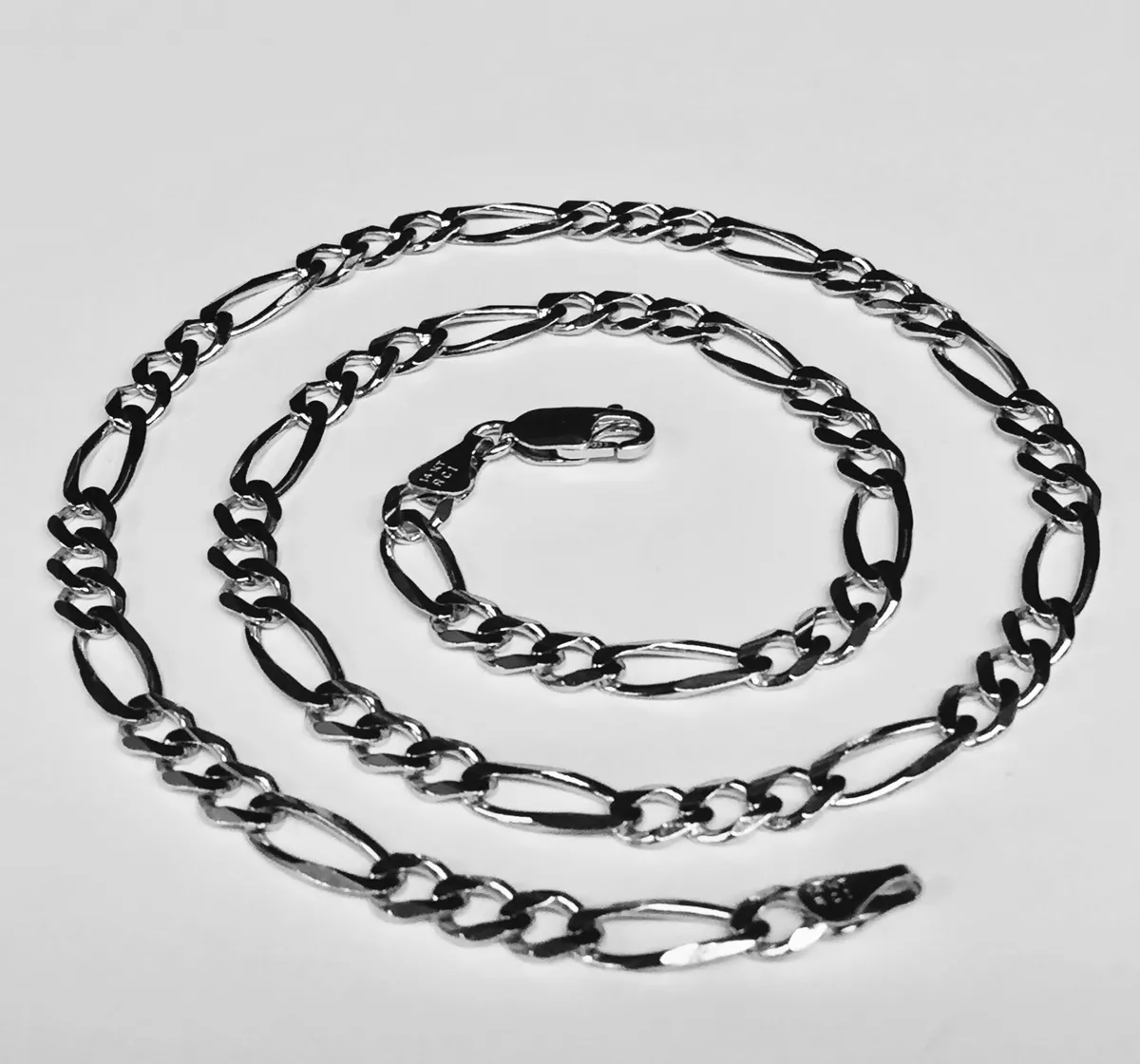 Mens figaro online white gold chain