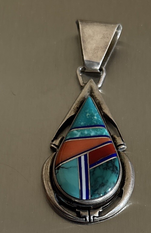 Vintage Navajo P Sanchez Sterling Silver turquoise Spiny Oyster