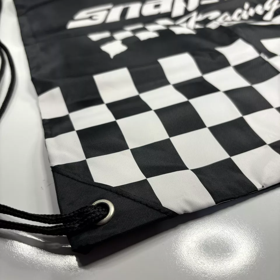 NEW Snap On Tools RACING CHECKERED Black And White Drawstring Bag/Backpack VTG - Image 3 of 4