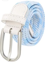 Multicolor Braided Elastic Stretch Oval Pin Buckle Leather Loop End Tip For Girl