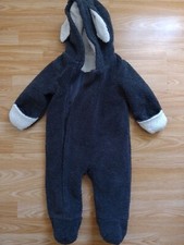 Warm All In One Animal Ears Hooded Bodysuit  Age 9-12 Months