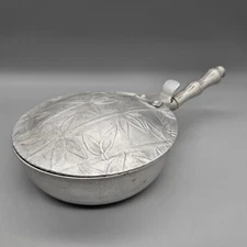 Vintage Aluminum Silent Butler Bamboo Design