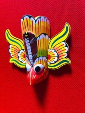 Devil 4" Sri Lankan Ceylon Traditional Wooden Gurulu Mask Hand Craved Wall Deco