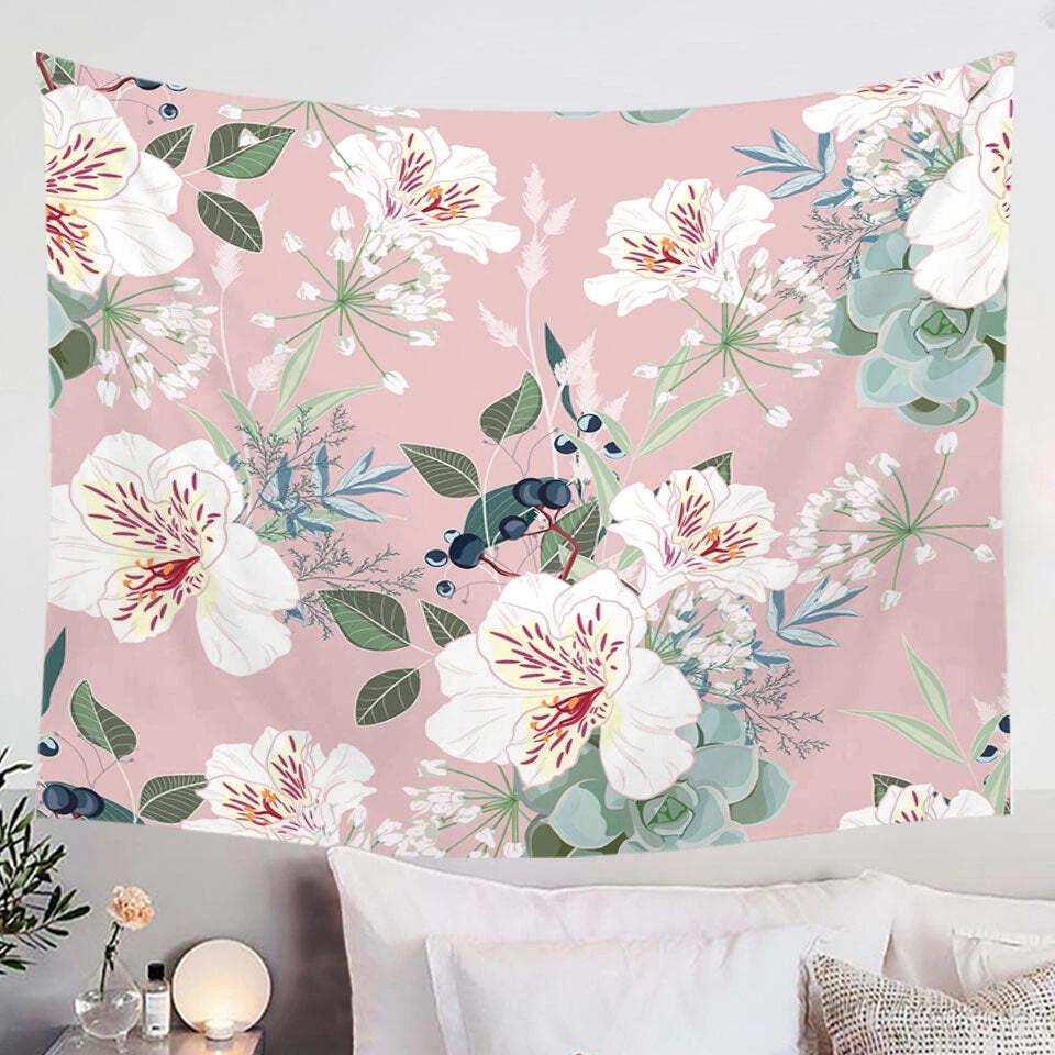 Pink and white tapestry sales