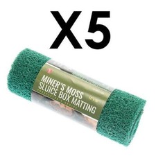 5 pack Green MINER'S MOSS 12X36x10mm Sluice Box Matting, Gold Panning