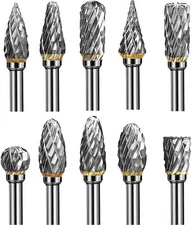 10X Tungsten Carbide Burr Bit Cutting Carving Burr 1/8" Shank Dremel Rotary Tool