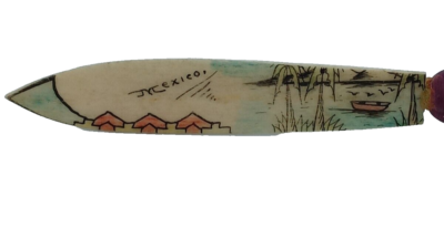 Vintage Letter Opener Painted Bone Wood Handle Mexico | eBay