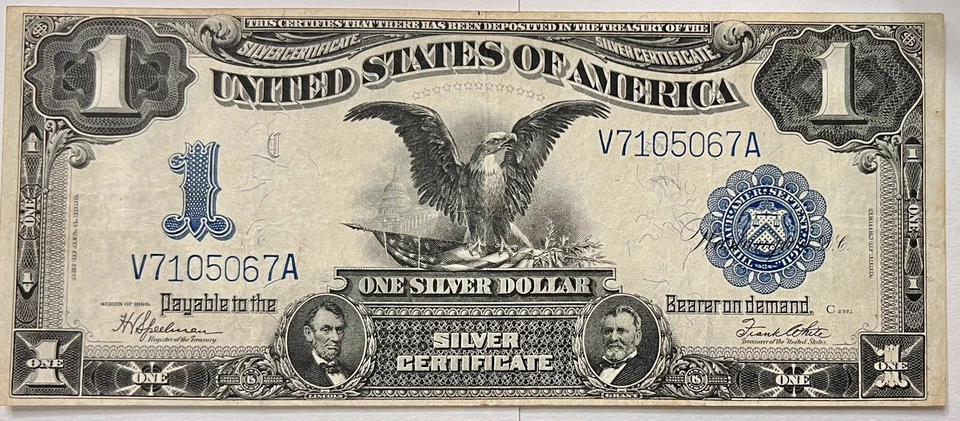 $1 One Dollar Bill 1899 Black Eagle Note Silver Certificate US Paper Currency XF - Image 3 of 4