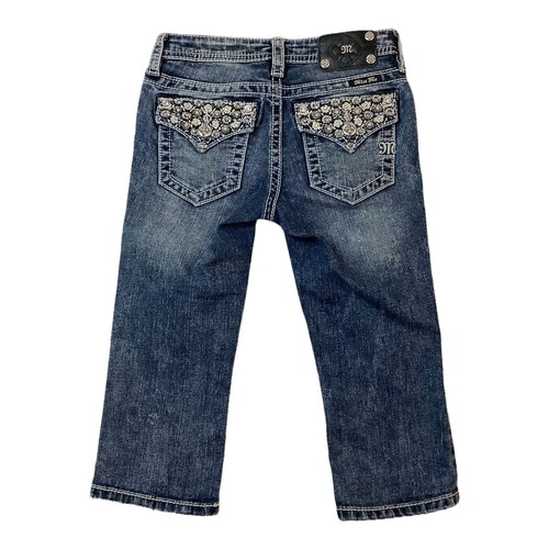 Miss Me Girls JK7503P Cuffed Capri Blue Denim Stretch Jeans Size 12 - Picture 2 of 13