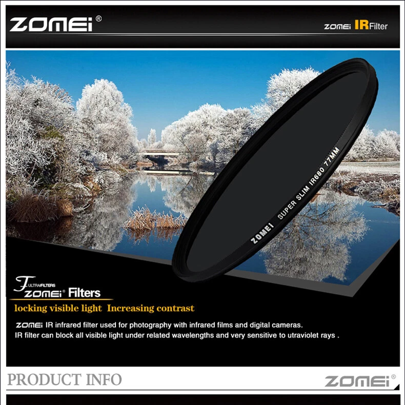 Zomei Infrared IR filter 680nm for camera DSLR 25/30/37/49/52/55/58/62/67/72mm - Image 3 of 4