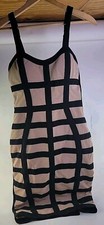 Fashion Nova Women's Cream and Black Stretch Pencil Style  Dress Size M.