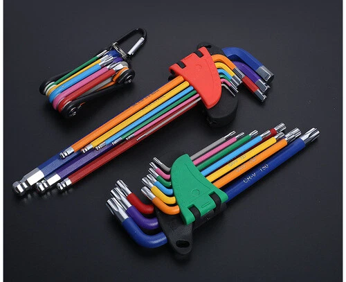 9pcs Hex Key Allen Wrench Set Ball End Long Arm SAE Metric Star Color L Wrench - Image 2 of 4