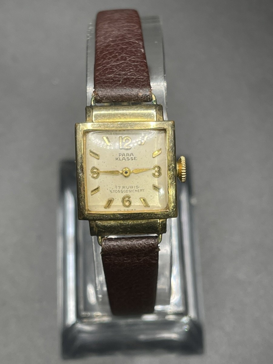 Para klasse 17 RUBIS Stossgesichert women square watch brown band