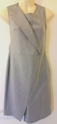 Women's Next Petite Grey Faux Wrap Sleeveless Stretch Dress 8P UK