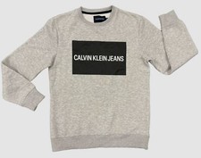  80 Calvin Klein Kid Boys Gray Black Crewneck Pullover Sweater Sweatshirt Size L