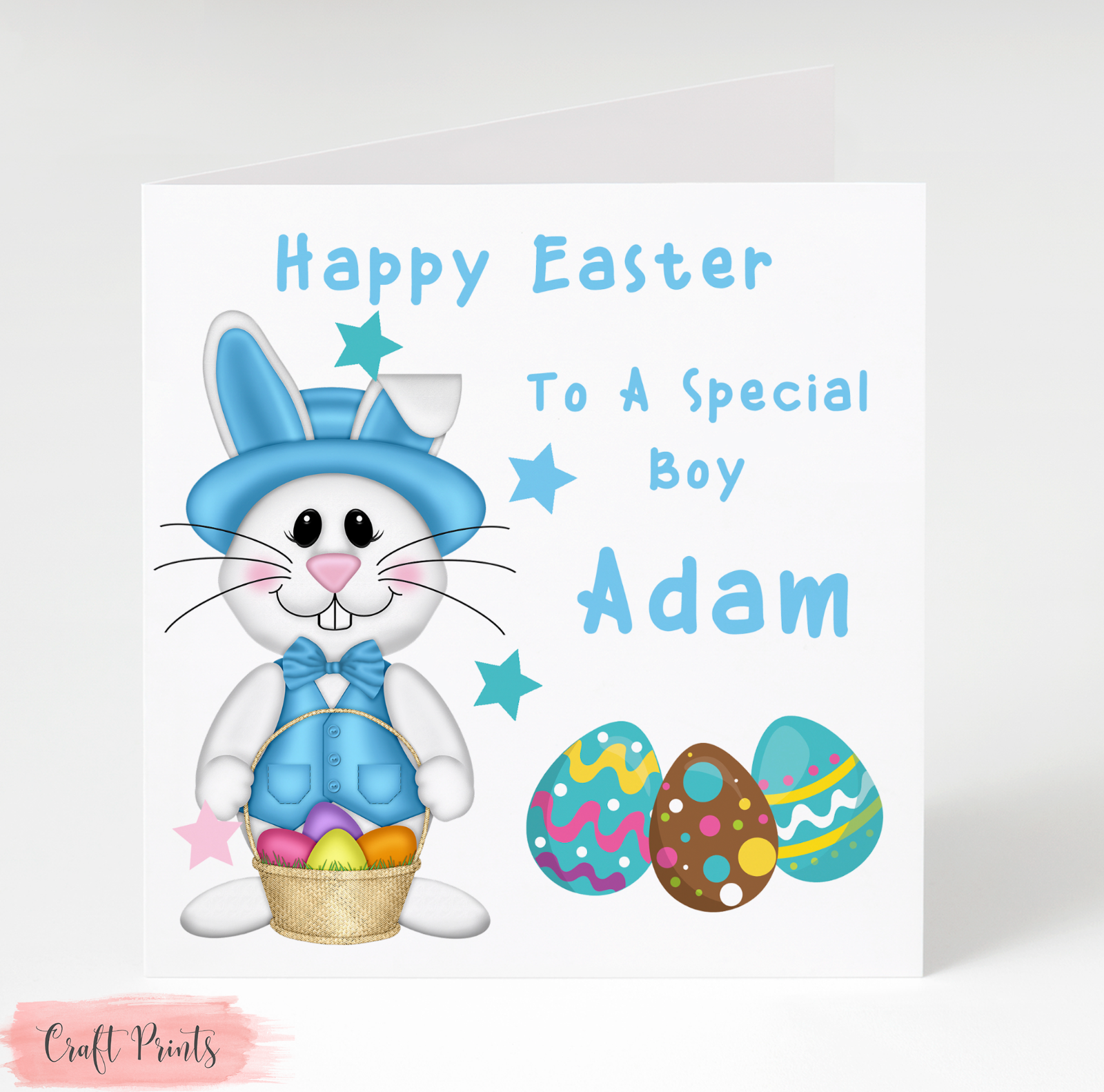 Personalised Easter Rabbit Boy Easter Card - Son, Grandson, Nephew, Godson