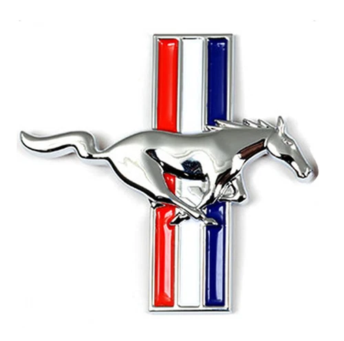 Par de emblemas de tres barras guardabarros cromado para Ford Mustang 2005-2014 Running Horse - Imagen 3 de 7