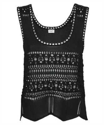 SAINT LAURENT 790$ Crochet Tank Top - Black Viscose | eBay