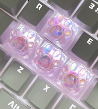 Pink Kitten Paw Transparent Keycaps ABS Artisan Keycap for Mechanical Keyboard