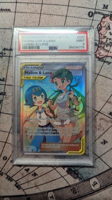 PSA 9 Mint Pokemon Full Art Mallow & Lana Cosmic Eclipse 231/236