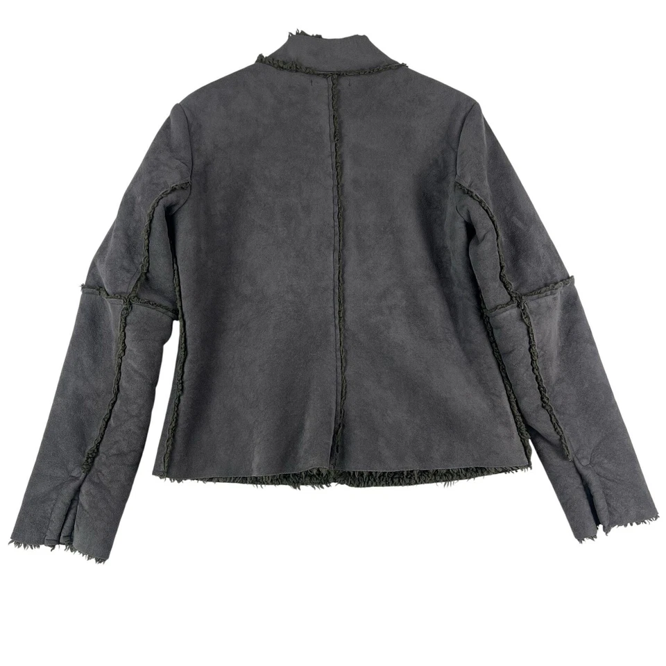 БАРХАТ Anthropologie искусственного Sheerling уголь серый молнии куртка SZ XL EUC - Изображение 2 из 4