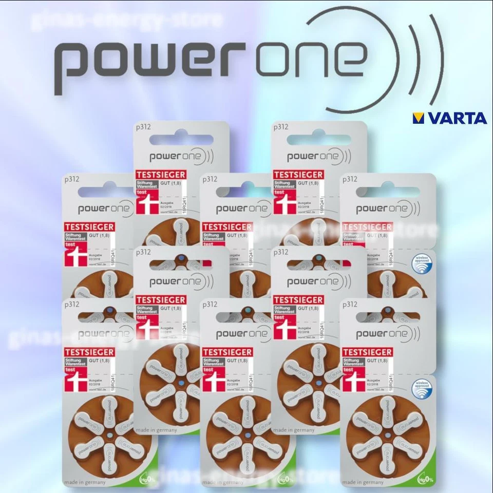 60 x Varta Powerone Hörgerätbatterien Typ 312 Hörgerätebatterien ZL3
