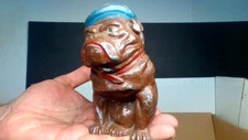 antique BRITISH NAVY BULL DOG CAST METAL 5 IN. PAINTED BANK MADE IN JAPAN