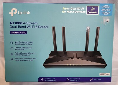 TP-LINK Archer AX1800 Dual-Band Wi-Fi 6 Router BRAND NEW Open Box
