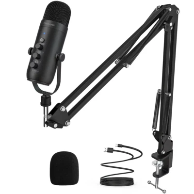 Micro Gaming USB Stéréo Microphone Gamer Condensateur Jeu PC Avec Bras Réglable - Photo 1/4