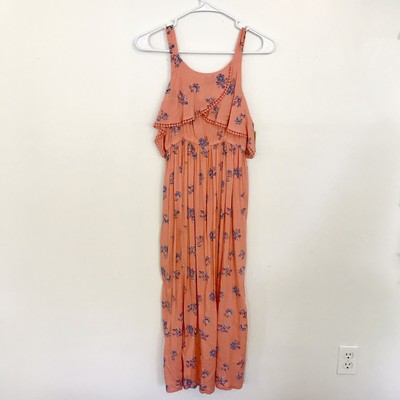 coral floral maxi dress