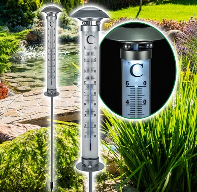 Solar Thermometer 112cm Garten Gartenthermometer beleuchtet
