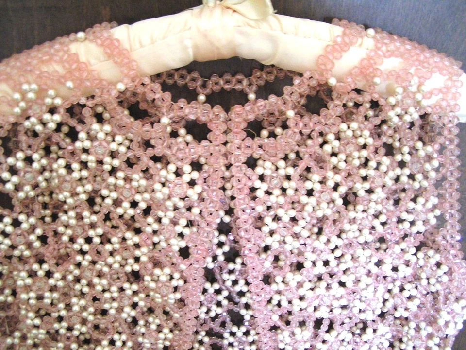 Редкий жемчуг розовый и белый бисером жилет Топпер вечеринки верхний жилет размер маленький оригинал. Владелец - Изображение 3 из 4